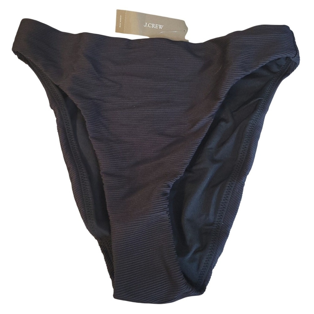 NWT J.Crew Ribbed High Rise Cheeky Bikini Bottom Women Beach Vacation Swim Sz XS